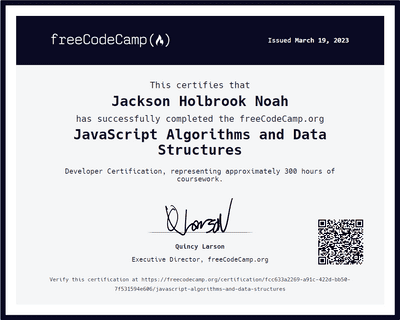 JavaScript Algorithms and Data Structures Certificate