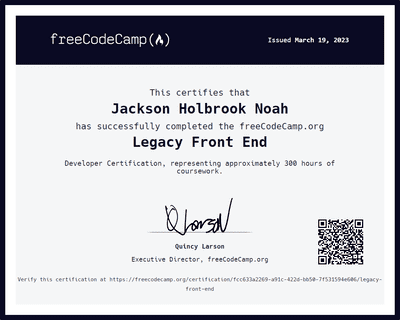 Legacy Front End Certificate